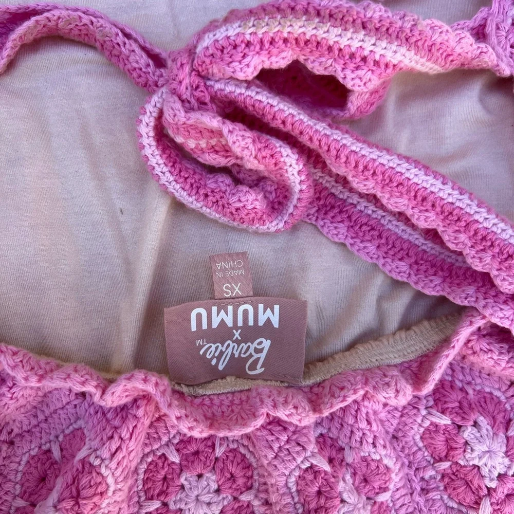 Show Me Your Mumu Pink Crochet Halter Dress - Picture 3 of 3